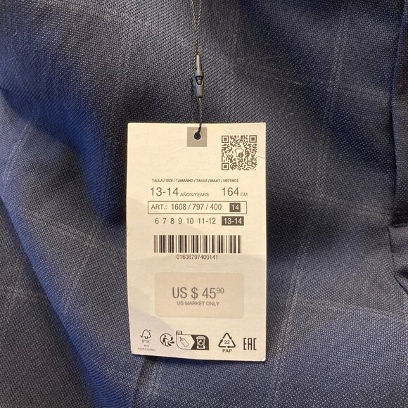 Zara Boys Plaid Suit Pants, Size 13-14 - Picture 3 of 6